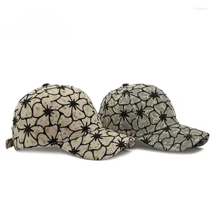 Berets Herren und Damen Frühling/Sommer dünne atmungsaktive Kappen Vintage Hard Cap Print Visiere Hut