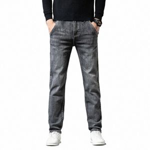 Męska marka Sulee Stretch dżinsy 2023 NOWOŚĆ BUSIN Casual Slim Fit Denim Pants Dymne szare spodnie dżinsy męskie E9QK#