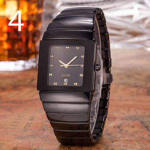 Selected Black Ceramic Fashion Trend Square Couple Men's and Women's White Quartz Watch Deep Waterproof