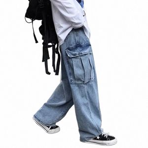 Широкие джинсы мужские осенние трендовые студенческие свободные прямые брюки японские винтажные свободные джинсы с карманами Wild Fi Hombre l0st #