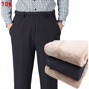 calças grossas de tamanho grande pai inverno calças masculinas de meia-idade mais calças veet tamanho grande calças de cintura elástica 8XL 9XL 10XL X8LH #