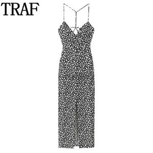 Women's Swimwear Traf Flower Strap Midi Dress Womens Black Printed Long Dress Womens Summer Beach Dress Retro Backless Womens Dress 24326