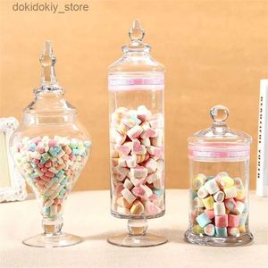 Food Jars Canisters Western European style transparent glass candy jar with lid wedding dessert display rack home candy store tank party suppliesL24326