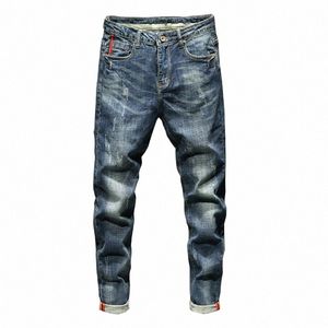 Slim Fit Jeans Men Blue Stretch Streetwear Denim Pants Casual Men's Trousers Spring and Autumn Jeans For Man Fi Pockets L4Z9#