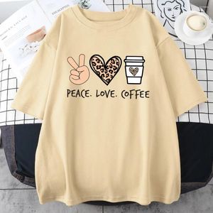 Herren-T-Shirts, Frieden, Liebe, Kaffee, Drucke, männliche T-Shirts, Kleidung, Kreativität, lässig, Baumwolle, kurzärmelig, Straße, O-Ausschnitt, Tops, Trend, All-Mathe-Herren