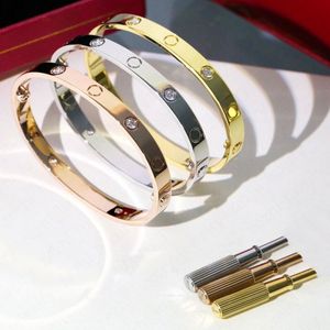 Bracciali con braccialetto di diamanti Bracciale a vite alla moda Placcato in oro 18 carati Diamante Argento Oro rosa dorato Gioielli classici di design in acciaio inossidabile per donna uomo