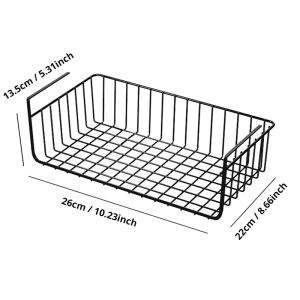 Rack 1pc vit/svart hängande nettokorg järnmaterial stor kapacitet hängande under skåp vägg garderob förvaring korg kök verktyg