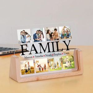 Персонализированная семейная фоторамка для женщин и мужчин, домашний настольный дисплей для мамы, индивидуальное имя, фоторамка, подарки на день рождения, Рождество