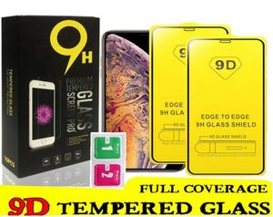 9D Full Cover Hempered Glass Screen Protector för iPhone 12 11 Pro Max XS XR 8 7 Plus Samsung A20 LG Stylo 5 K40 med Package5656665