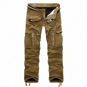 Pantaloni cargo caldi spessi invernali da uomo Pantaloni multi-tasca a figura intera Pantaloni militari larghi in pile tattici Lg Plus Size 40 v0Fu #