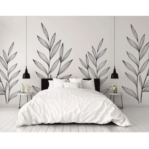 Adesivos grandes folhas de palmeira x 2 decalque de parede folhas de jardim, arte de parede da natureza, decoração de sala de estar, arte de parede de quarto, tropical 3c89