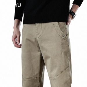 2024 Nuovi pantaloni da lavoro di carico da uomo di Nuovo Autumn da uomo 97%COTT Spesso Solido Abbigliamento Calcove Casual Grey Maschio Plus Times 38 40 M1JF#