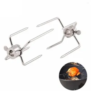 Werkzeuge 1PCS BBQ Rotisserie Forks Stahl Spitkohle Werkzeug Grill Brathähnchen -Gabel W4S8