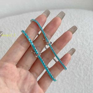 S925 Sterling silver tennis Chain Turquoise Zircon tennis woven 2MM 3MM can be customized for mens and womens gift bracelets