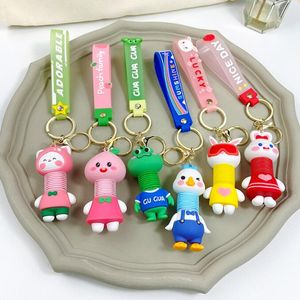 Creative Cartoon Figure Stretch Neck Summer Rabbit Keychain Söt dekompression Key Chain Bag Pendant