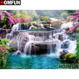 Stitch HOMFUN Full Square/Round Drill 5D DIY Diamond Painting "Waterfall scenery" Embroidery Cross Stitch 5D Home Decor Gift A30081