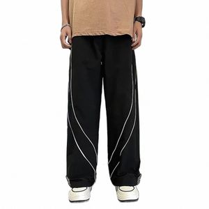men Loose Straight Pants Summer Casual Pants Breathable Oversize Sweatpants Streetwear Clothes Gym Trousers For Basketball s0YW#