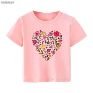 T-Shirts Mutlu Anneler Günü Basılı Çocuklar Tshirt Kızlar Çiçek Kalp Pembe T-Shirt Bebek Kısa Uyku Anne Günü Erkekler Beyaz Topl2403