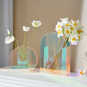 Filmer Nordic Rainbow Colorful Acrylic Vase Art Geometric Sunlight Sunrise Daybreak For Home Decorations Desktop Decor