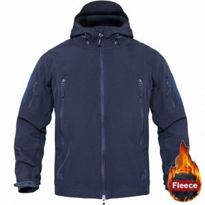 Pele de tubarão Soft Shell Roupas Jaquetas Táticas Homens À Prova D 'Água Caminhadas Jaqueta Com Capuz Casacos Blue Field Bomber Windbreaker l1J0 #