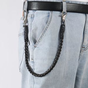 Punk Rock Leather Metal Pants Midjekedja Män kvinnor Key Chain Big Ring Wallet Keychain Jeans Unisex Hip-Hop Jewelry Gift 240315