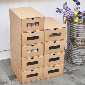 Förtjockad Kraft Cardboard Box Transparent Drawer Shoebox RECEPTACLE BOX Event Party Supplies Storage Organizer Container Box