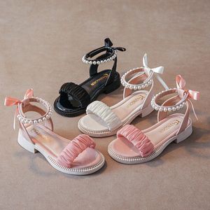Детские сандалии девочек Гладиаторы обувь летняя жемчужная детская принцесса сандалия молодость малыша Pertoold Pink White Black 26-35 J3OQ#