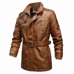 Maxulla Winter Herren Lederjacke Casual Outwear LG Motorrad PU Lederjacke Männlich Reißverschluss Biker Ledermäntel Kleidung J1Nh #