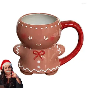 Canecas Gingerbread Man Caneca Criativa Cerâmica Dos Desenhos Animados Bonito Kawaii Natal Para Café Leite Água Ano Drinkware Casal Copo