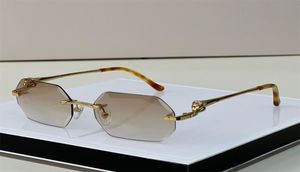 Luxus-Design-Sonnenbrille für Herren, sechseckig, randlos, Unisex, für Herren und Damen, modisch, Leoparden-Sonnenbrille, Metall-Fahrbrille, Designer-UV400, F5204903