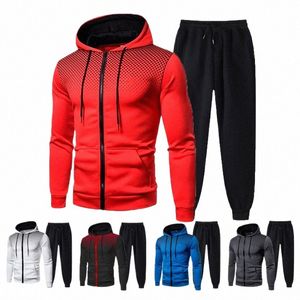 2023 Autumn and Winter New European and American Solid Color Plecee Sweater Pants Męski Zestaw Sportowy Zestaw Sports P0VX#