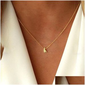 Pendant Necklaces Vintage Tiny Initial Letter For Women Stainless Steel Old English Necklace Birthday Gothic Jewelry Gift Femme Drop D Otot7