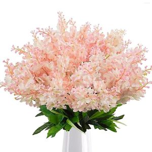 Decorative Flowers 6pcs Artificial Wisteria Bouquet Silk Faux Hyacinth For Home Garden Indoor Flower With Glass Vase