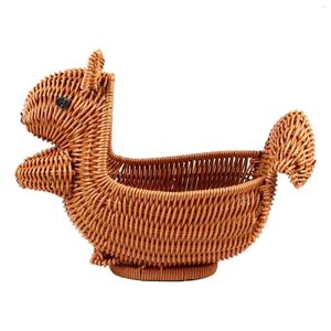 Piatti Rattan Scoiattolo Cesto di frutta Cestini portaoggetti in tessuto di plastica Decorazione del desktop Organizzatore Simulazione Pane decorativo