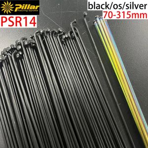 Pillar PSR 14 MTB-Rennradspeichen BlackrainbowSILVER 14G Gauge 20 Straight Pull und JBend Edelstahl-Rundradios 240325