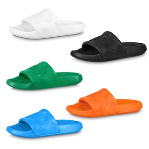 Designer mulher slide chinelos de espuma para homem Waterfront Mule modelado borracha impermeável plataforma de lona grossa praia piscina travesseiro conforto slide plano com caixa tamanho 35-46