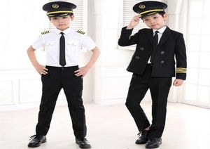 90160CM Kids Pilot Costumes Carnival Halloween Party Wear Flight Attendant Cosplay Uniforms Children Aircraft Captain Clothes Q094657673