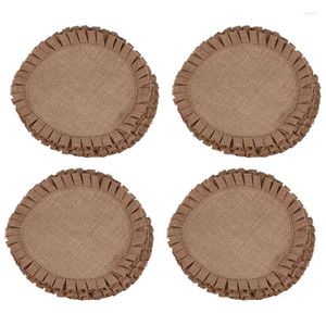 Table Mats Rustic Farmhouse Burlap Round Placemats Set of 16 Size in 15 Inches Diameter Ches