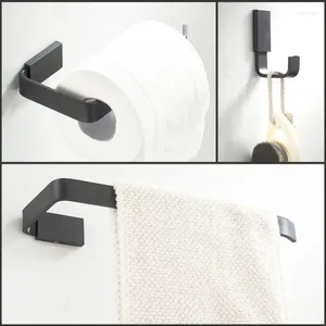 Conjunto acessório de banho preto fosco moderno 3pcs robe gancho papel higiênico toalheiro barra de cobre acessórios de banheiro