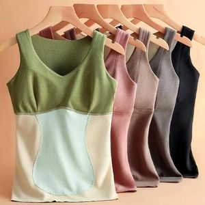 Camisoles & Tanks Women Fall Winter Thermal Vest Thickened Plush Sleeveless High Elasticity Slim Fit Padded Bottoming Underwear Tank Top