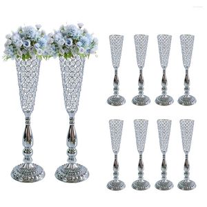 Vases 2Pcs/lot Home Decoration Flower Stand Gold Crystal Wedding Table Centerpiece Tall Metal Vase For Party Events Anniversary