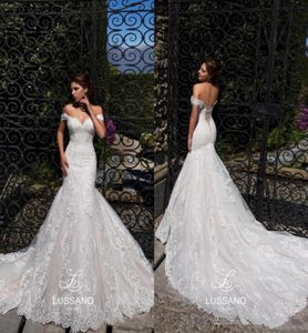 아이보리 오프 어깨 인어 웨딩 드레스 2020 새로운 해변 풀 레이스 아플리케 (Appliqued Sweetheart Corset Back Back Bridal Gowns Summer Wedding 5534374)