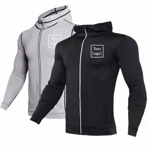 men Custom Logo Running Jackets New Hoodies Sport Shirt Men Hat Fitn Gym Training Sport Top Men's Sportswear B3MG#