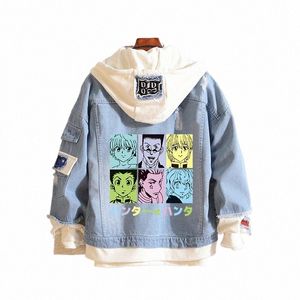 Killua Zoldyck Denim 재킷 후 까마귀 애니메이션 헌터 X Hunter Hisoka Hoodies Yoyo Sweat 청바지 Cool Killua Zolodik 입상 Unisex Y2PA#