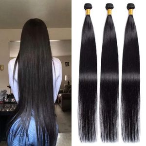 Naturalny kolor Brazylijski splot do włosów 30 32 34 36 38 40 cali proste Remy Human Hair Bundles Virgin Hair Tloave Premier