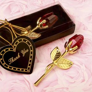 Kristallglas Rose Blume Handwerk Partyzubehör Hochzeit Valentinstag Geschenke Souvenir Tischdekoration Ornamente LL