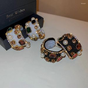 Baumelnde Ohrringe im Vintage-Stil, bunte Kristall-Perlen-Reifen, geometrisch, weiß, schwarz, für Damen, Statement-Schmuck