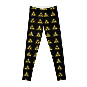 Active Pants Biohazard Symbol Varningstecken - Yellow Black Triangular Leggings Push Up Fitness Golf Wear Sports Woman Gym Womens