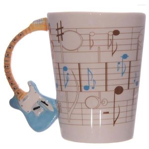 Mugs 1Piece Music Guitarist Cearmic Coffee Mug Acoustic Guitar Handle With Notes Musicians Tea Cup Gift For Freaks