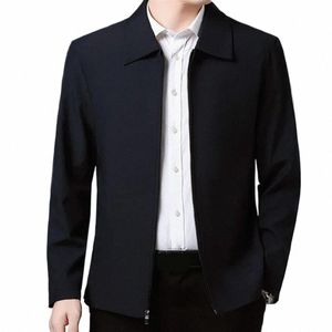 Herrenjacke, elegante Reversjacke für Herren mittleren Alters mit Reißverschlusstaschen für formelle Business-Freizeitkleidung im Frühling und Herbst, solide r2Tq #